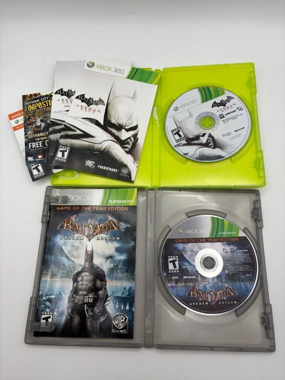 Batman Arkham City & Asylum Microsoft Xbox 360 Complete CIB Tested Working